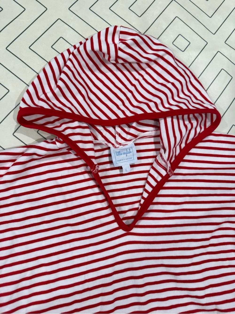Bella Bliss Kids Red & White Striped Hooded Swim Cover-Up